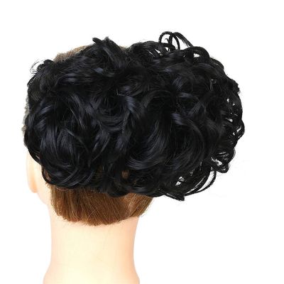 Elastic Net With Combs Curly Chignon Updo Cover Ponytail High Temperature Fiber Synthetic Black Brown Color Fake Hair Bun 2