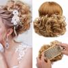 Elastic Net With Combs Curly Chignon Updo Cover Ponytail High Temperature Fiber Synthetic Black Brown Color Fake Hair Bun 2 view 3