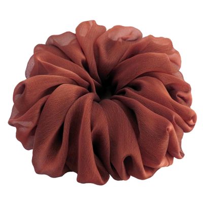 38 Colors Available, Big Scrunchies for Hair, Soft Cheer Chiffon large Ponytail Holder, Cute Birthday Gift for Women Girl Teen, Holiday Accessory (Brown Copper)