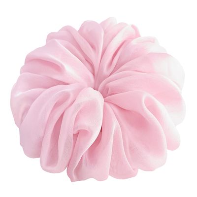 38 Colors Available, Big Scrunchies for Hair, Soft Cheer Chiffon large Ponytail Holder, Cute Birthday Gift for Women Girl Teen, Holiday Accessory (Baby Pink)