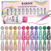 RARJSM Reflective Glitter Nail Art Gel Liner Flash Diamond Painted Gel Nail Polish 12 Colors 5ml Sparkle Silver Brown Hot Pink Green Black Pigment UV LED Soak off Curing Requires for Nail Design view 1