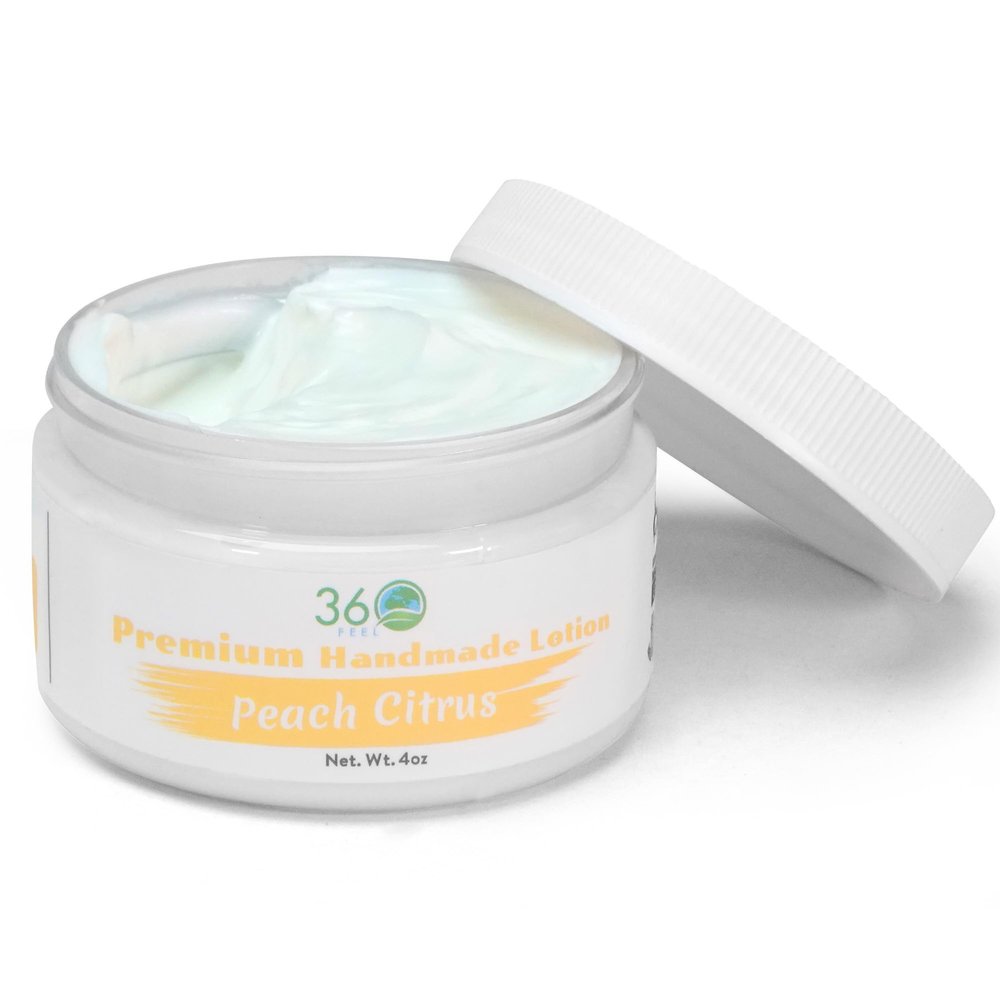 360Feel Peach Citrus Body Lotion - Hydrates with Coconut & Olive Oil, Plant-Based, Non-Greasy, Sensitive Skin, All Day Use