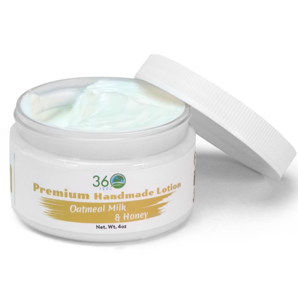 360Feel Oatmeal Milk & Honey Body Lotion - Hydrates with Coconut & Olive Oil, Plant-Based, Non-Greasy, Sensitive Skin, All Day Use