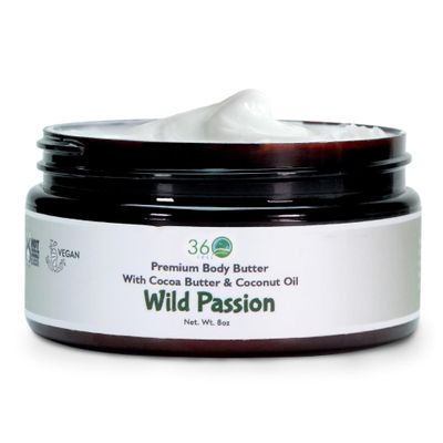 360Feel Wild Passion Body Butter - Nourishing and Hydrating Shea Body Butter with a Gentle Formula - Handmade with Essential Oils - Creamy Formula for Daily Use - Zero Harsh Additives - 8 Ounce