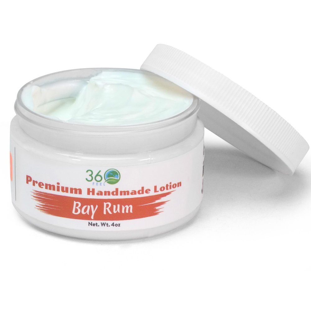 360Feel Bay Rum Body Lotion - Hydrates with Coconut & Olive Oil, Plant-Based, Non-Greasy, Sensitive Skin, All Day Use