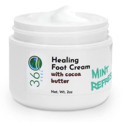 360Feel Healthy Healing Foot Cream With Cocoa Butter and Coconut Oil 2 Fl Oz Foot Cream for Cracked Feet And Heals Relieves