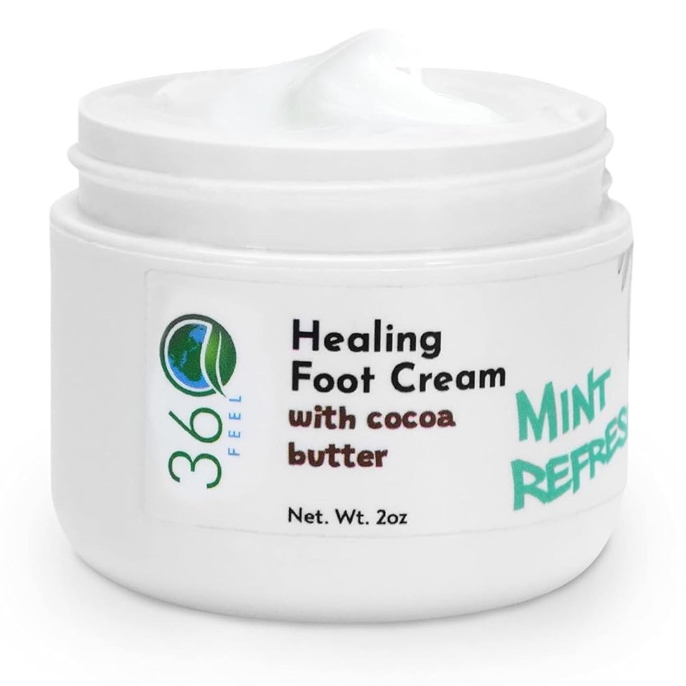 360Feel Healthy Healing Foot Cream With Cocoa Butter and Coconut Oil 2 Fl Oz Foot Cream for Cracked Feet And Heals Relieves