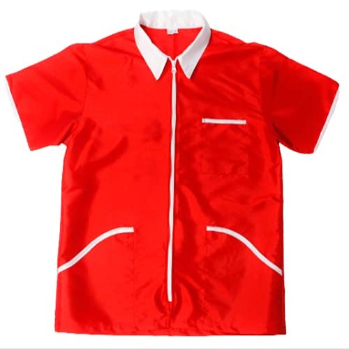 Barber Cape Stylist Cape Barber Jacket for Men Barber Vest Barber Shirt Barber Uniform Barbershop Barber Shop (LARGE, RED)