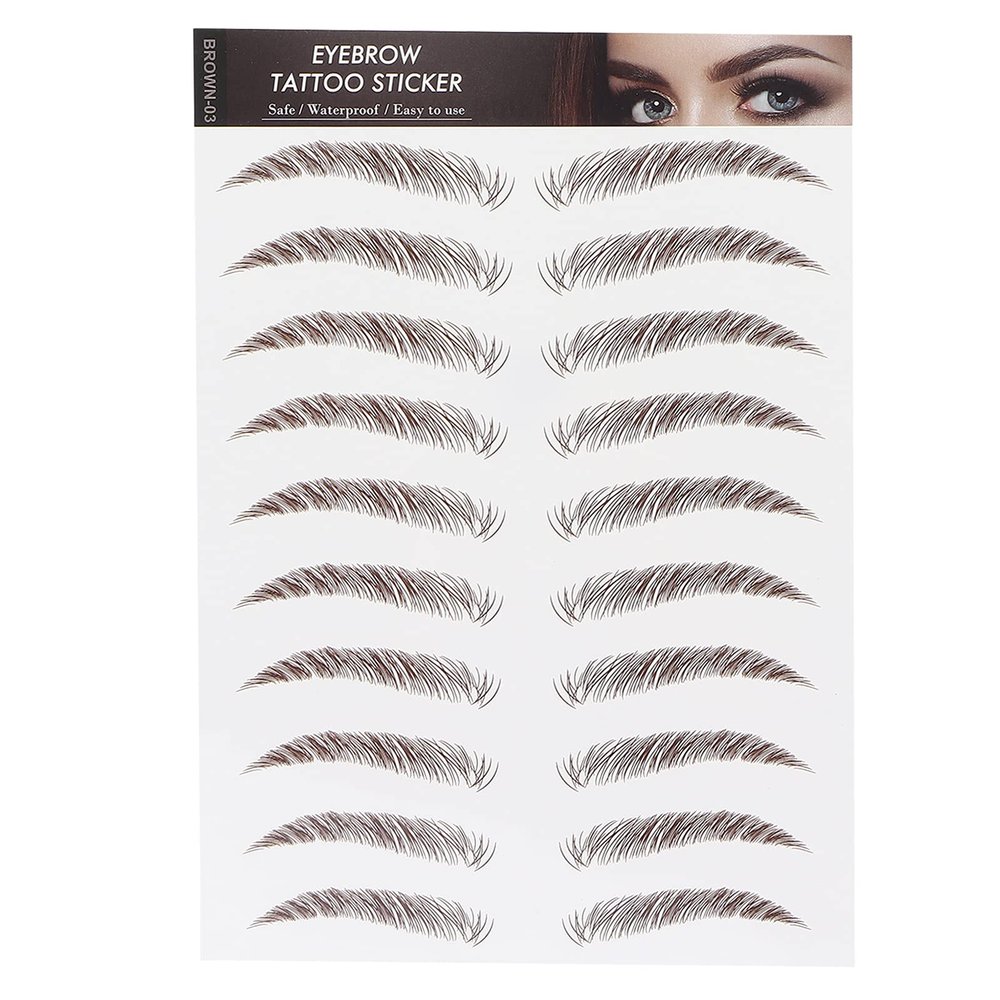 6D Eyebrow Sticker Professional Eyebrow Transfer Sticker Eyebrow Makeup Tool for Women and Girls (Brown)(BROWN-03)
