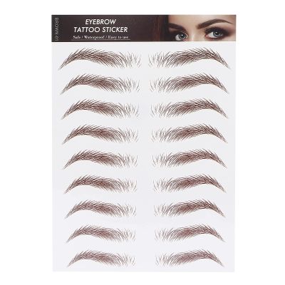 6D Eyebrow Sticker, Professional Waterproof Eyebrow Transfer Sticker Eyebrow Makeup Tool for Women and Girls (Brown)(BROWN-01)