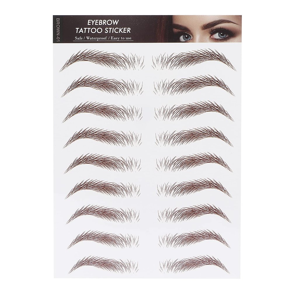 6D Eyebrow Sticker, Professional Waterproof Eyebrow Transfer Sticker Eyebrow Makeup Tool for Women and Girls (Brown)(BROWN-01)