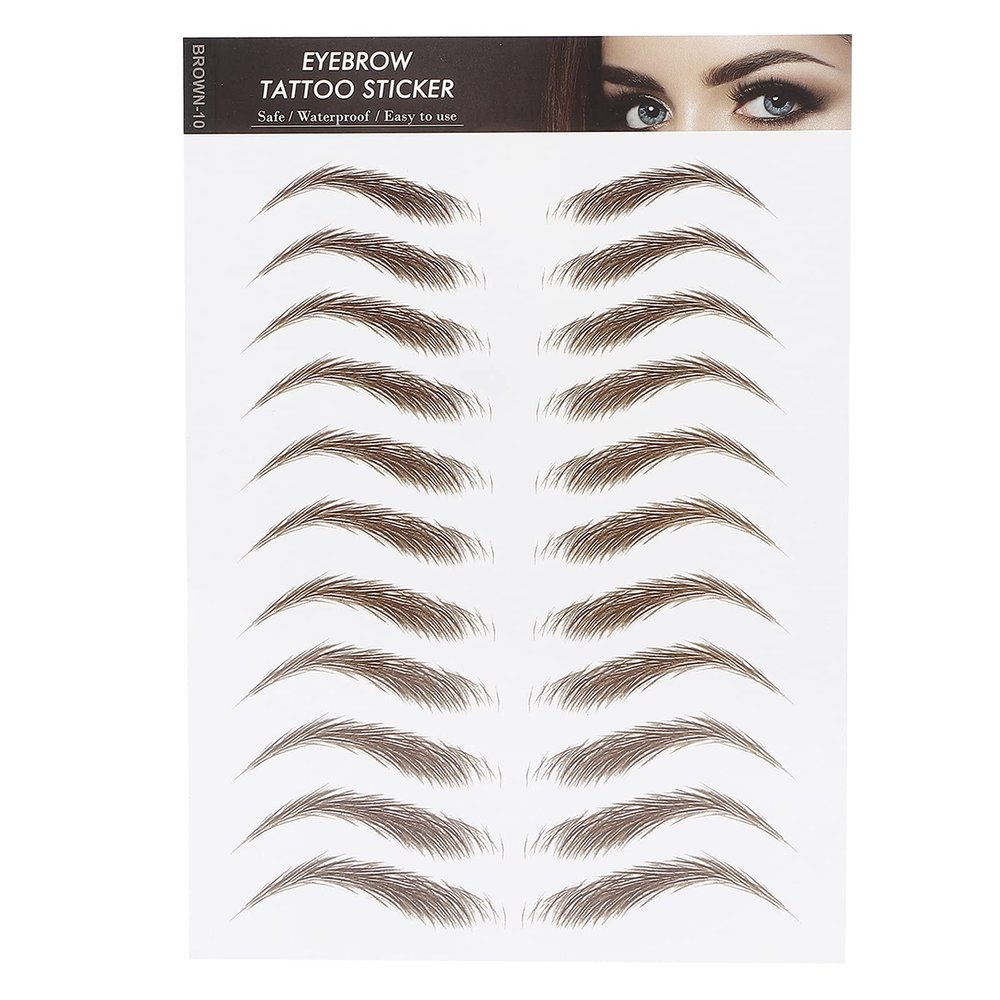 6D Eyebrow Sticker Professional Eyebrow Transfer Sticker Eyebrow Makeup Tool for Women and Girls (Brown)(BROWN-10)