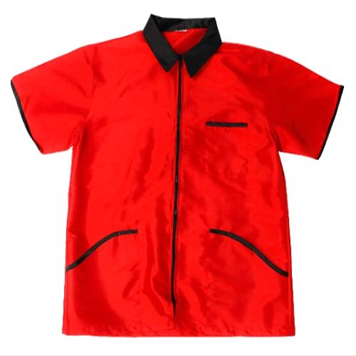 Barber Cape Stylist Cape Barber Jacket for Men Barber Vest Barber Shirt Barber Uniform Barbershop Barber Shop (X-LARGE, RED)