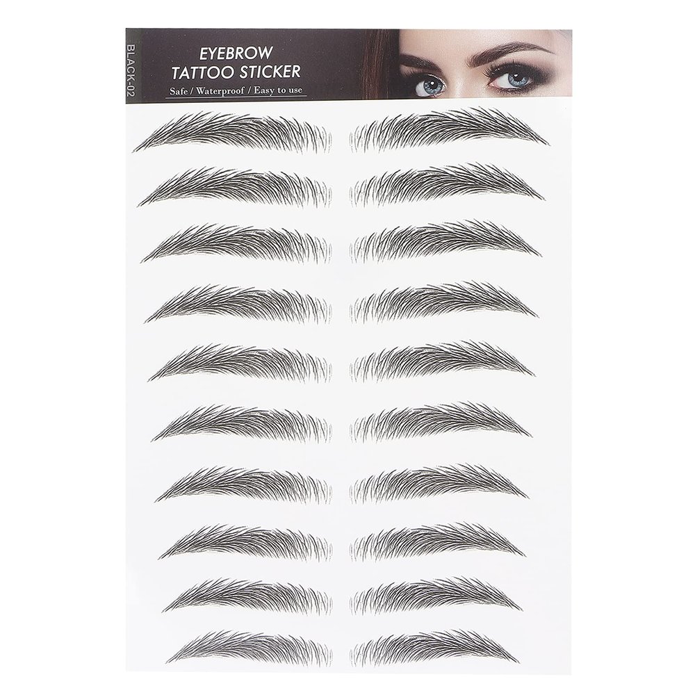 6D Eyebrow Sticker Professional Eyebrow Transfer Sticker Eyebrow Makeup Tool for Women and Girls (Black)(BLACK-02)