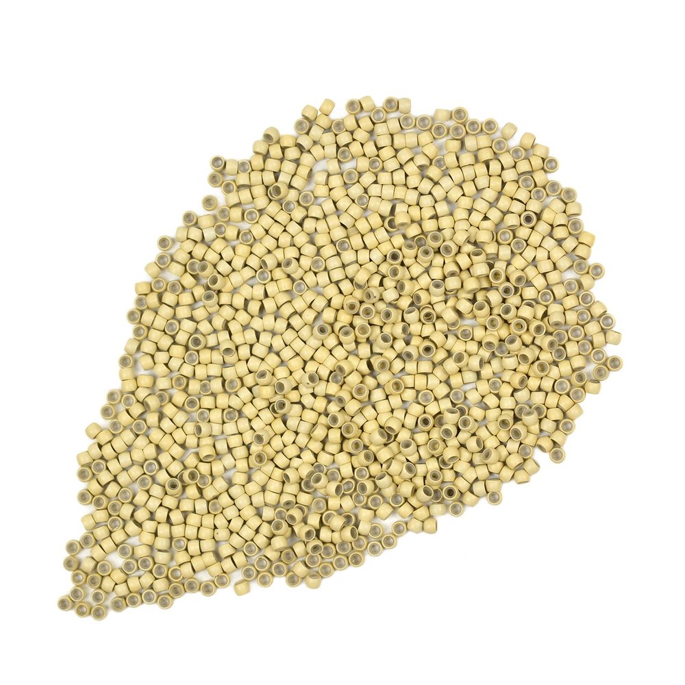 1000 Pcs 3.0mm Silicone Lined Beads Nano Beads for Hair Extensions Copper Nano Ring for Nano Tip Extension (Blonde)