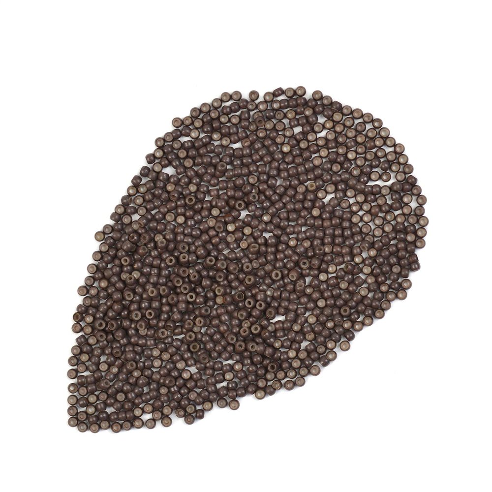 1000 Pcs 3.0mm Silicone Lined Beads Nano Beads for Hair Extensions Copper Nano Ring for Nano Tip Extension (Brown)