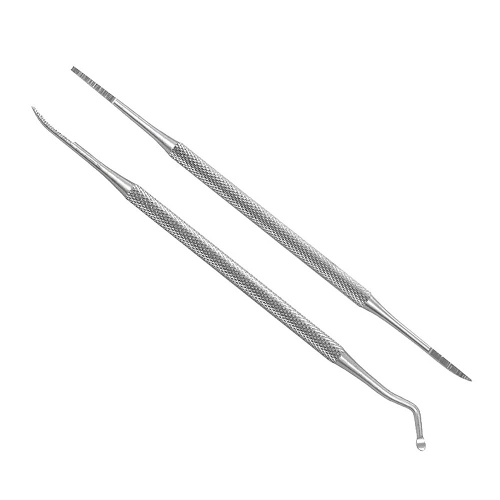 2 Pieces Ingrown Toenail File and Lifter Double Sided Professional Grade Nail Cleaner Tool Stainless Steel Ingrown Toenail Tool Nail Cleaning Treatment Pedicure Tools, Silver