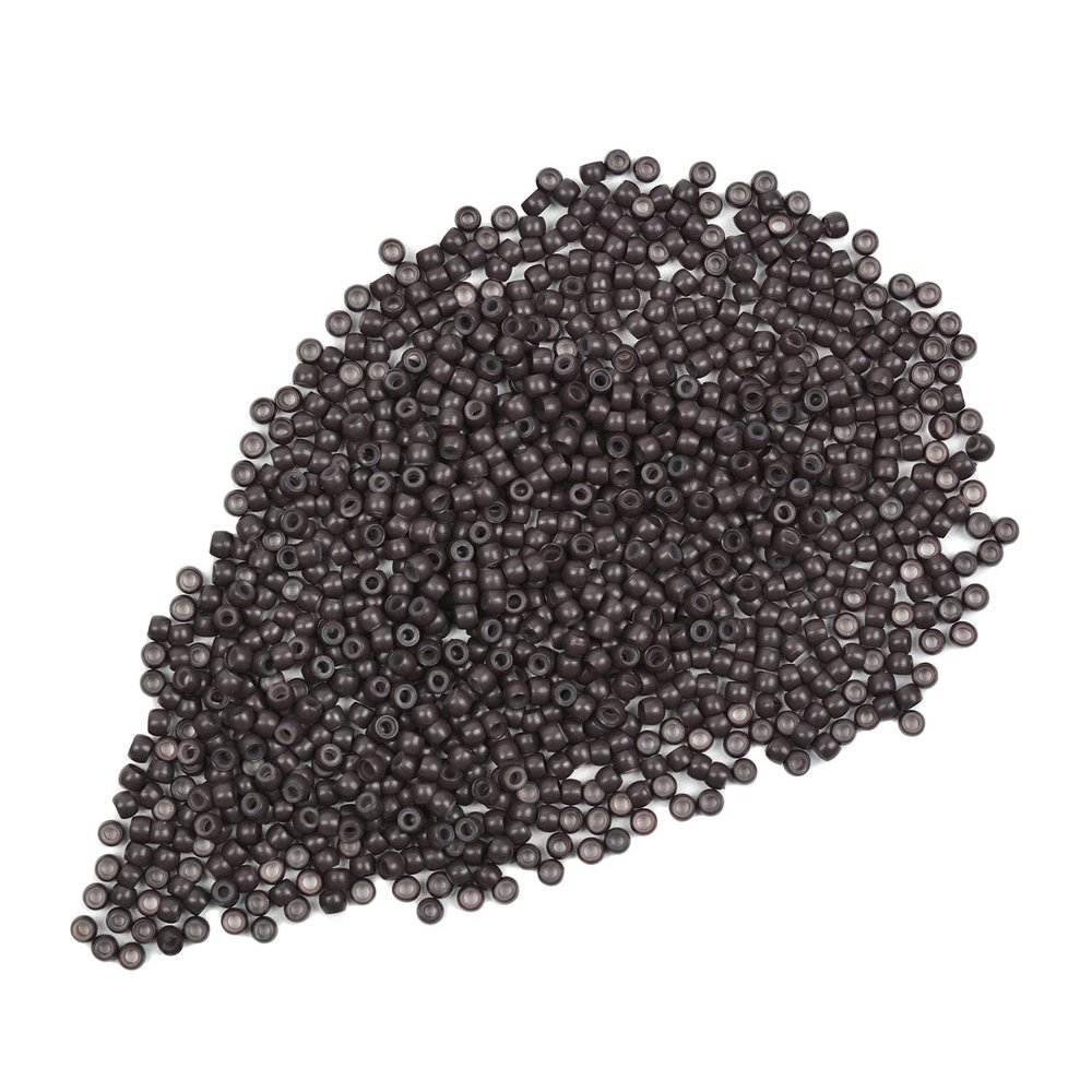 1000 Pcs 3.0mm Silicone Lined Beads Nano Beads for Hair Extensions Copper Nano Ring for Nano Tip Extension (Dark Brown)
