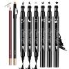 8 Pack Liquid Eyeliner Stamp Set with 6Pcs Eyeliner Stamp and 2Pcs Eyebrow Pencil, Waterproof Smudgeproof Eyeliner Long Lasting Eyeliner Pen (Heart/Flower/Moon/Star/Smiley /Triangle Seal Stamp) view 1