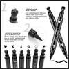 8 Pack Liquid Eyeliner Stamp Set with 6Pcs Eyeliner Stamp and 2Pcs Eyebrow Pencil, Waterproof Smudgeproof Eyeliner Long Lasting Eyeliner Pen (Heart/Flower/Moon/Star/Smiley /Triangle Seal Stamp) view 4