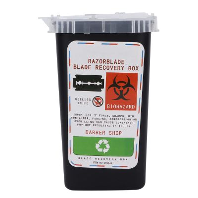 Sharps Disposal Container, Disposal Blade Container Barbershop Hair Salon Shaving Knife Blade Disposal Collect Box(Black)