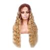 IMMESSHOW Blonde Curly Wig with Bangs Long Wavy Ombre Wigs for Women ( for Daily,Cosplay,Party,Halloween Wig),Ombre Brown,LACE4656-US,58cm view 1
