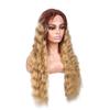 IMMESSHOW Blonde Curly Wig with Bangs Long Wavy Ombre Wigs for Women ( for Daily,Cosplay,Party,Halloween Wig),Ombre Brown,LACE4656-US,58cm view 2