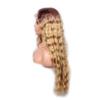 IMMESSHOW Blonde Curly Wig with Bangs Long Wavy Ombre Wigs for Women ( for Daily,Cosplay,Party,Halloween Wig),Ombre Brown,LACE4656-US,58cm view 4
