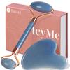 BAIMEI IcyMe Jade Face Roller & Gua Sha, Facial Beauty Roller Skin Care Tools, Self Care Gift for Men Women, Massager for Face, Eyes, Neck, Relieve Fine Lines and Wrinkles - Blue view 1