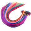 100 Strands 20" Party Colors I Tip Fusion Hair Extensions Kit +100 Micro Beads+ Hook Needle +Plier I-Tip Long Straight Hairpieces Highlight Feather Micro Ring Hair Accessories view 2