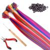 100 Strands 20" Party Colors I Tip Fusion Hair Extensions Kit +100 Micro Beads+ Hook Needle +Plier I-Tip Long Straight Hairpieces Highlight Feather Micro Ring Hair Accessories view 3