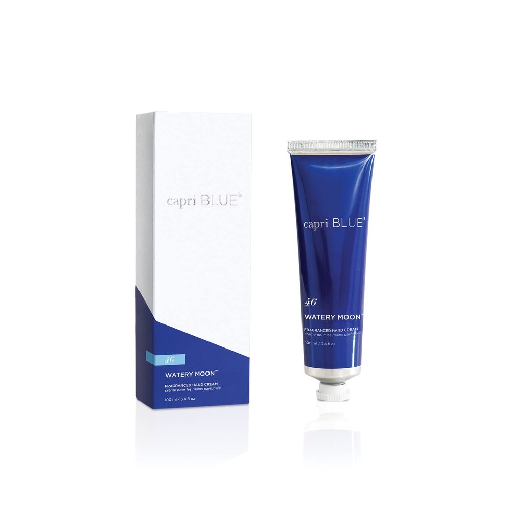Capri Blue Hand Cream for Dry Cracked Hands  Watery Moon Moisturizing Jojoba Oil & Shea Butter Lotion  Dry Hand Cream Travel Size Tube  Paraben, Sulfate, Cruelty-Free Vegan Lotion (3.4 Oz)