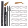 Eyebrow Stamp Stencil Kit, Waterproof Eye Brow Stamp Shaping Kit, Eye Brow Definer & Filling Powder - with 10 Eyebrow Stencils, 2 Brushes for Women (Coffee) view 1