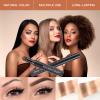 Eyebrow Stamp Stencil Kit, Waterproof Eye Brow Stamp Shaping Kit, Eye Brow Definer & Filling Powder - with 10 Eyebrow Stencils, 2 Brushes for Women (Dark Brown) view 3