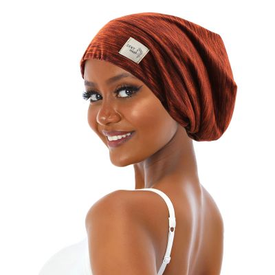 sent hair Satin Lined Bonnet for Women Hair Cover Bonnet Adjustable Night Sleeping Cap Slouchy Beanie for Long Curly Hair,Braids,Dreadlocks(Orange Brown)
