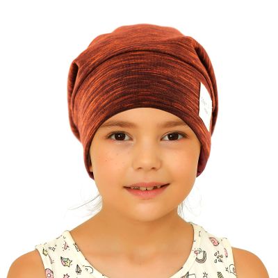 sent hair Kids Satin Lined Bonnet Silk Slouchy Beanie for Natural Hair Adjustable Sleep Bonnet Slap Cap for Kids,Child,Toddler,Teens(4-10 Years Old,Orange Brown)
