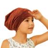 sent hair Kids Satin Lined Bonnet Silk Slouchy Beanie for Natural Hair Adjustable Sleep Bonnet Slap Cap for Kids,Child,Toddler,Teens(4-10 Years Old,Orange Brown) view 2