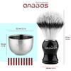 Anbbas Faux Badger Hair Shaving Brush and Bowl with Black ABS Wall Mounted Shaving Stand Holders for Soap Bowl and Brush,100g Soap Bar,5IN1 Set for Men Close Shave view 3