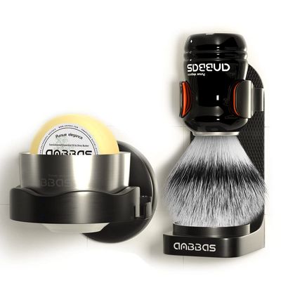 5IN1 Anbbas Shaving Brush Set,Synthetic Badger Brush and Stainless Steel Soap Bowl,ABS Wall Mounted Shaving Holders for Brush and Bowl,3.5OZ Shaving Soap Refill