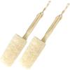 Quekuin Natural loofah loofah Cleaning Brush Stick, Wooden Handle loofah Kitchen Cleaning, Tableware Cleaning, Cup Cleaning 2 Packs view 1