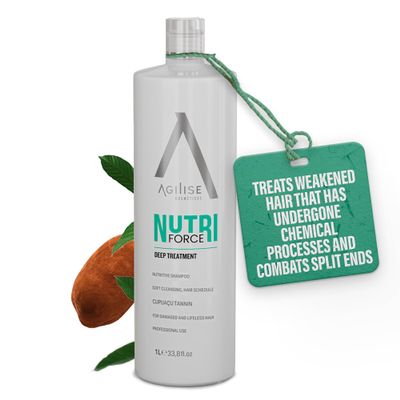agilise - Nutri Force Shampoo - Professional Hair Care Cosmetics, Deep Nutrition Treatment, Hydration & Strength - Hair Products for Women, Prevents Color Fading - Cupuau, Omega 3-33.8floz/1L