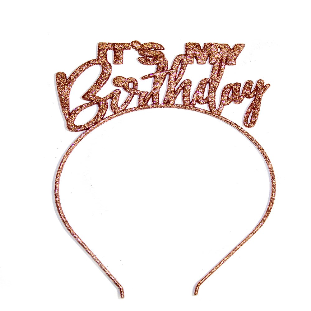 RhinestoneSash Birthday Tiara for Women - Rose Gold Sparkle Its My Birthday Headband - Bday Supplies & Decorations (mybday) rsg glt
