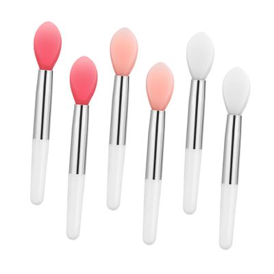 SOLUSTRE 6pcs Silicone Lip Brush Applicators Portable for Lip Gloss Balm Soft Makeup Brushes Compact Colors