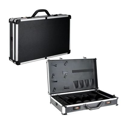22.05"x12.99"x4.33" Professional Barber Case, Barber Travel Organizer Tool Box Shears Clippers Trimmers Case Barber Beauty Salon Tool Kits Mobile Barber Station Box Tool Not Included (White Stripe)