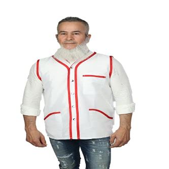 Style B02 Barber Jacket For Men, Barber Shirt, Barber Uniform, Barber Apparel. (XX-LARGE, WHITE/RED)
