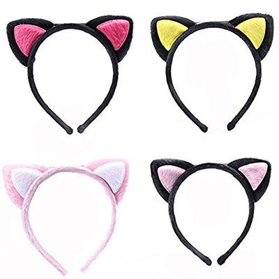ericotry 2pcs Lovely Cat Ears Plush Hair Hoops Headband for Cosplay Party Costume(Color Random)
