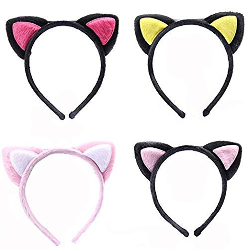 ericotry 2pcs Lovely Cat Ears Plush Hair Hoops Headband for Cosplay Party Costume(Color Random)