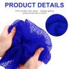 2 Pieces African Net Bath Sponge African Exfoliating Long Body Scrubber Tight Weave Beauty Skin Smoother Tower Bath Cloth Porous Stretches Back Washcloths for Daily Use or Stocking Stuffer (Blue) view 3