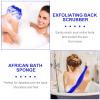 2 Pieces African Net Bath Sponge African Exfoliating Long Body Scrubber Tight Weave Beauty Skin Smoother Tower Bath Cloth Porous Stretches Back Washcloths for Daily Use or Stocking Stuffer (Blue) view 4
