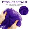 2 Pieces African Net Bath Sponge African Exfoliating Long Body Scrubber Tight Weave Beauty Skin Smoother Tower Bath Cloth Porous Stretches Back Washcloths for Daily Use or Stocking Stuffer (Purple) view 3